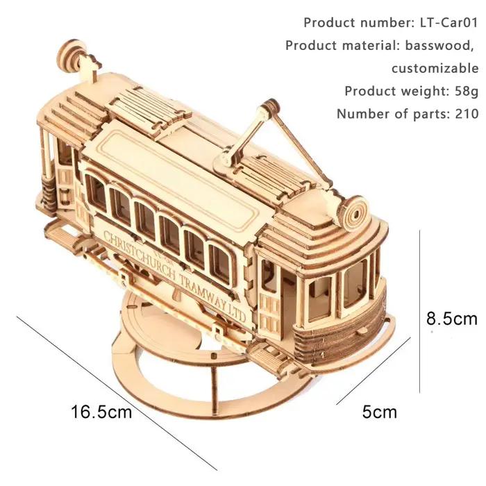 3D rétro Tram modèle Puzzle en bois bricolage Puzzle en bois jouet adulte jeu éducatif pour enfants 