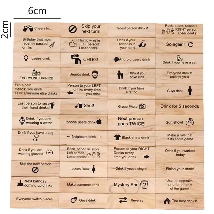 Jeu de tour de déclenchement en bois 48 pièces, jeu pour adultes, jeux de Couples pour adultes, jeu 