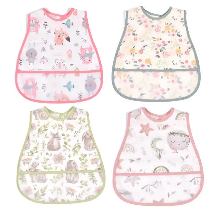 Bavoirs EVA pour bébé, motif de dessin animé mignon, réglables, anti-saleté, imperméables, grande po