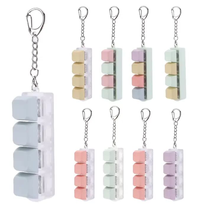 Keycap Keycap Fidget Keychain, 4 prédire Keyboard, Decompression Toys, DIY Keychain Toys, Adult Gift