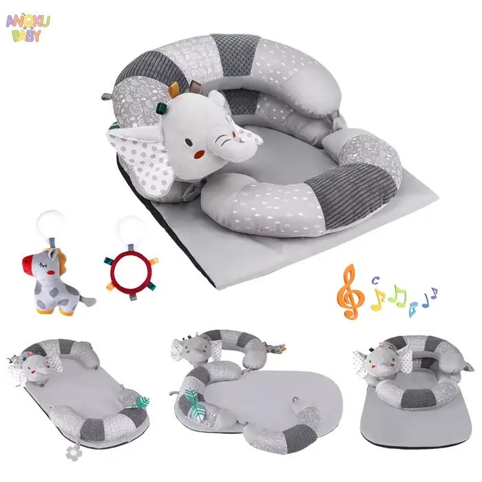 Tapis de jeu 3 en 1 pour bébé, avec oreiller et jouets, Stable, pour le ventre, Support assis, tapis