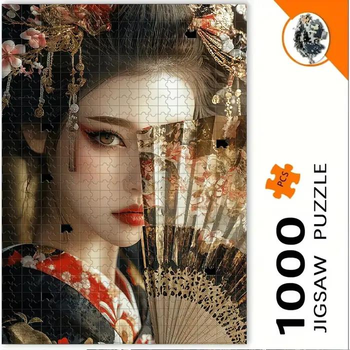 Puzzle Geisha japonais pour adultes, 500/1000 pièces, casse-tête stimulant avec des couleurs vives, 