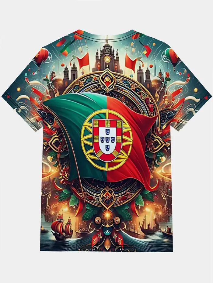 T-shirt de sport Portugal Été 2026 respirant pour la gym et la course, coupe ample, manches courtes,