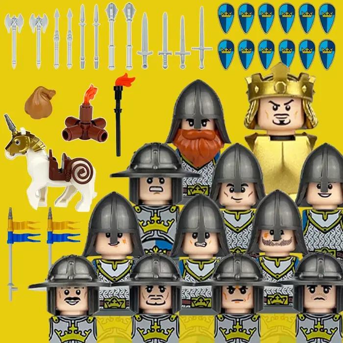 Blocs de construction de guerrier de chevalier de château médiéval, figurines de soldats militaires,