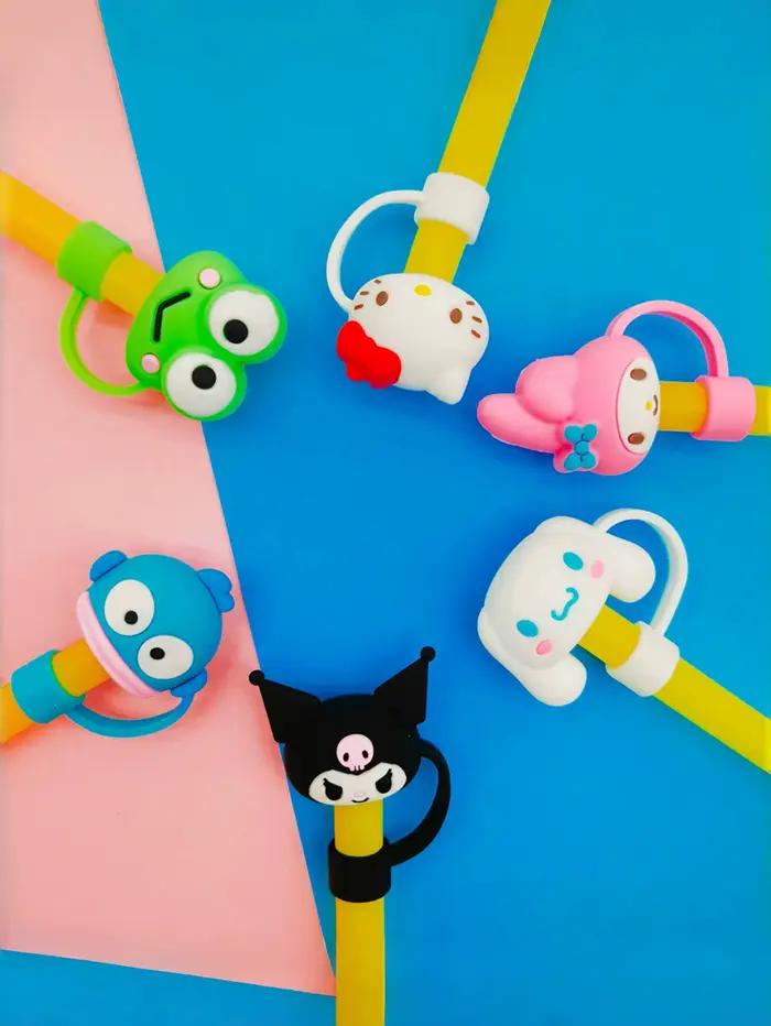 1/6 pièces Sanrio Hello Cute Kitty & Kuromi – Protège-pailles en PVC réutilisables avec embouts déco