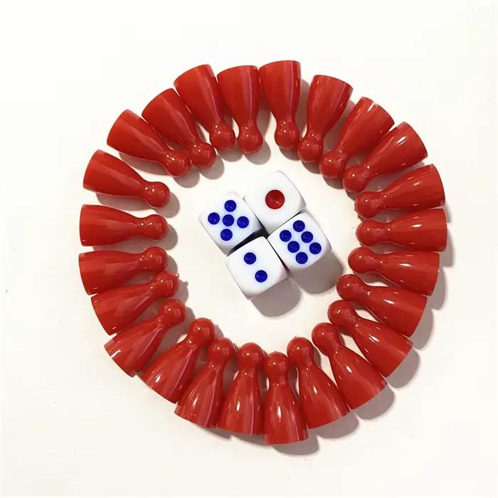 24 pièces Chessman + 4 pièces dés en plastique pattes humaines pièces de jeu pour jeux de société ma