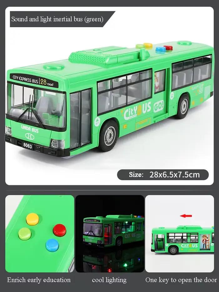 Modèle de bus de ville à double section pour enfants, jouet de simulation, grande porte ouverte, mus