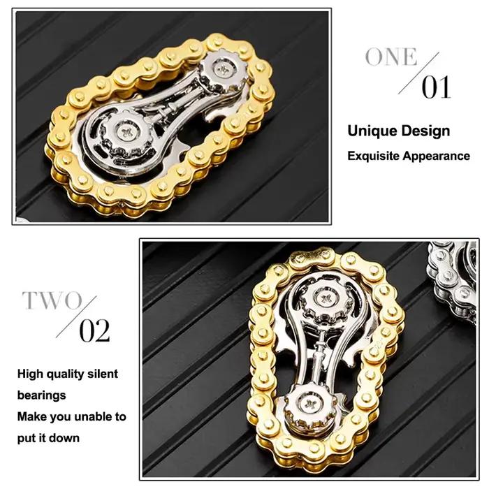 Pignons volant d'inertie gyroscope Fidget Spinner anti-stress anxiété chaînes de vélo en métal EDC S