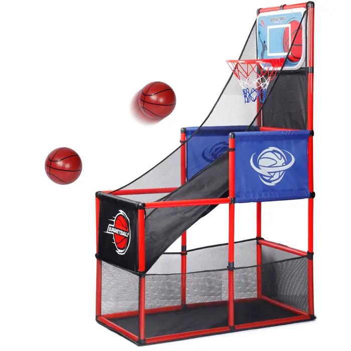 MQUDUO Ensemble de jeu de basket-ball d'arcade avec ballons et panier, jouet de compétition intérieu
