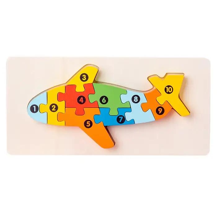 Puzzles colorés 3D pour enfants de 2 ans, puzzle, jouets en bois, dessin animé, animal, trafic, inte