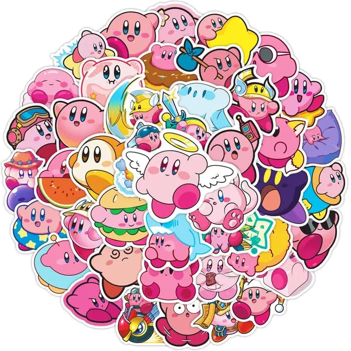50 pièces jeu Kawaii Kirby autocollants décalcomanies jouets classiques bricolage téléphone bagages 