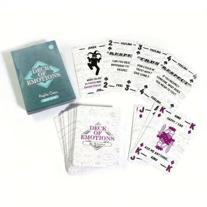 Jeu de cartes des émotions, jeu de société interactif d'expression émotionnelle, 54 cartes, 14 ans e