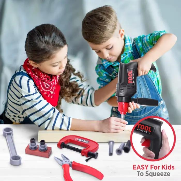 Ensemble d'outils pour enfants avec perceuse jouet électrique Kit de jouets de construction alimenté