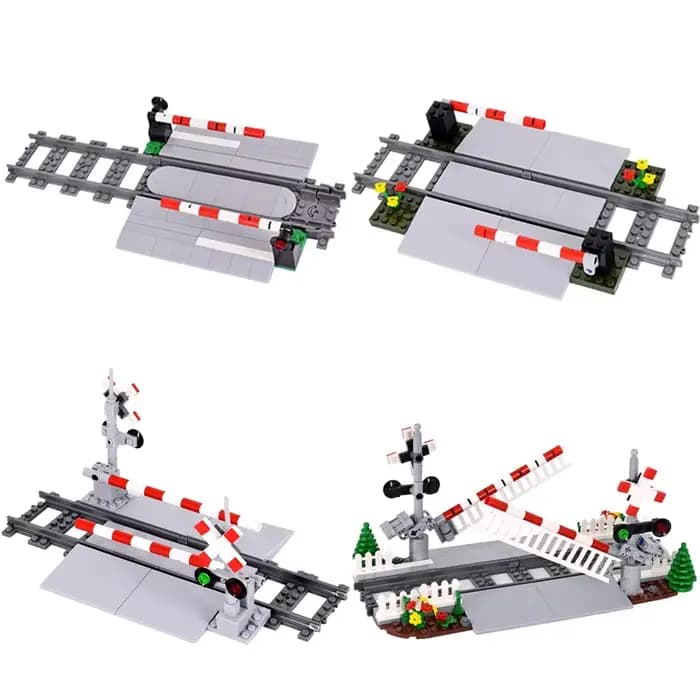 MOC – blocs de construction de Train de ville, piste de Train, couloir, tige élévatrice, assemblage 