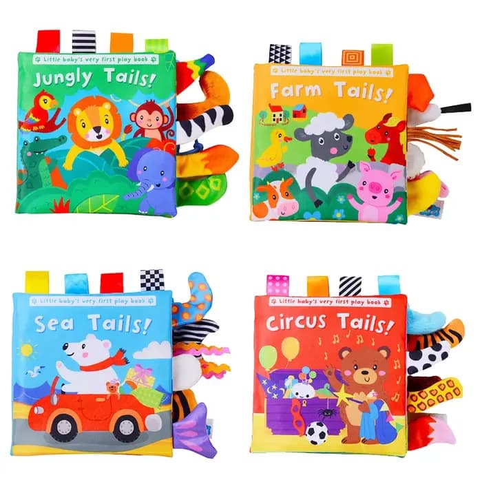 Nouveaux jouets pour bébé, queue d'animaux de dessin animé, livre en tissu pour bébé, livre éducatif