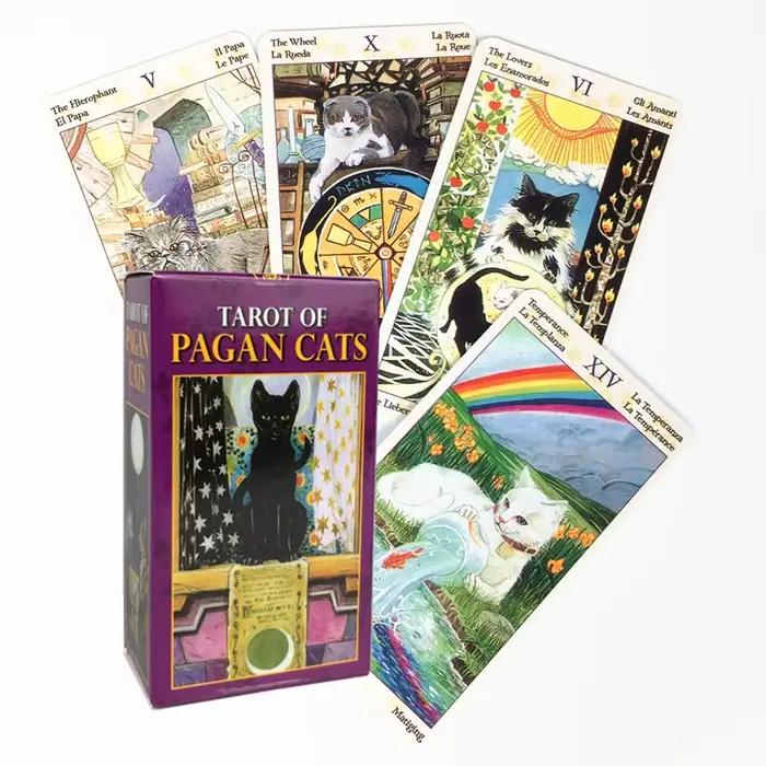 Jeu de société de fête en famille, 78 cartes, Tarot de chats païens, anglais complet, cartes Oracle,