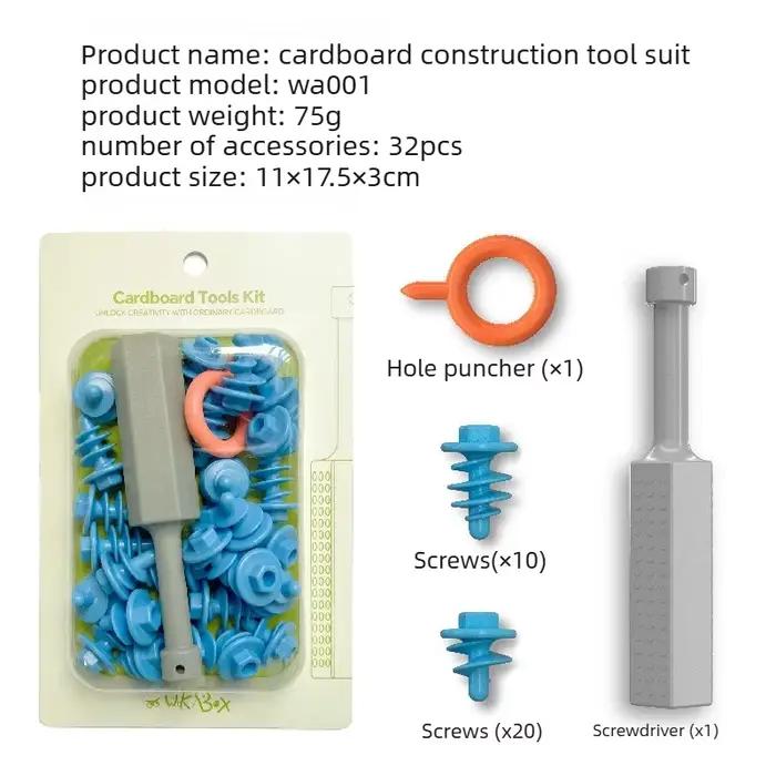 AT19 - Outils en carton pour enfants avec coupe-carton et boîte à outils - Kit de construction en ca