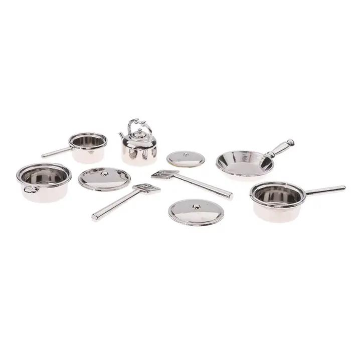 Miniature Metal Mini Pot Set, Butter House Kitchen Furnitures, Cookware Pans, Food Toys Set, DIY Sce
