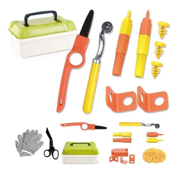 AT19-outils en carton pour enfants avec coupe et boîte à outils-150 pièces Kit de construction en ca