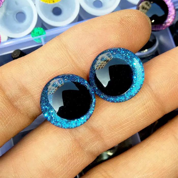 Yeux de sécurité à paillettes 3D pour élèves tordues, 30 pièces/boîte, pour jouets au Crochet, brico