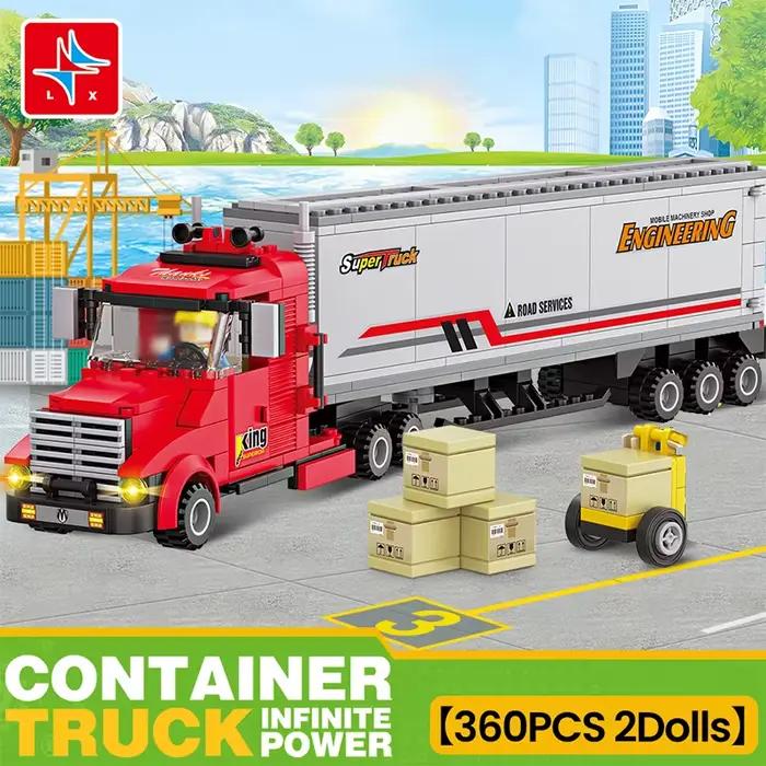 Nouveau camion de fret moderne pour grande ville, semi-remorque, véhicule lourd, modèle de voiture, 