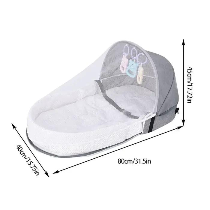 Lit Pliable et Portable pour Bébé, Couffin avec Filet et et Auvent, Nid pour le Camping