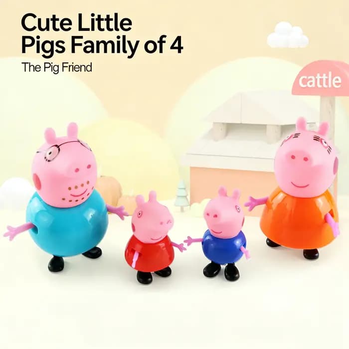 Ensemble de figurines de la famille Peppa Pig, personnage de dessin animé mignon, modèle de poupée à
