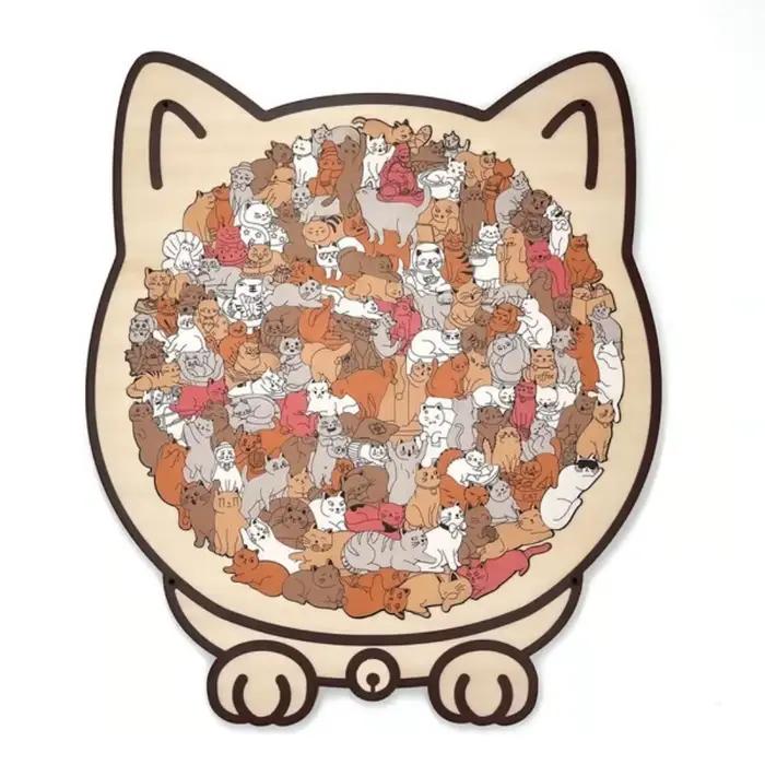 Puzzle en forme de chat de couleur Morandi, 135 pièces, couleur Macaron, ornements, Puzzle en bois p