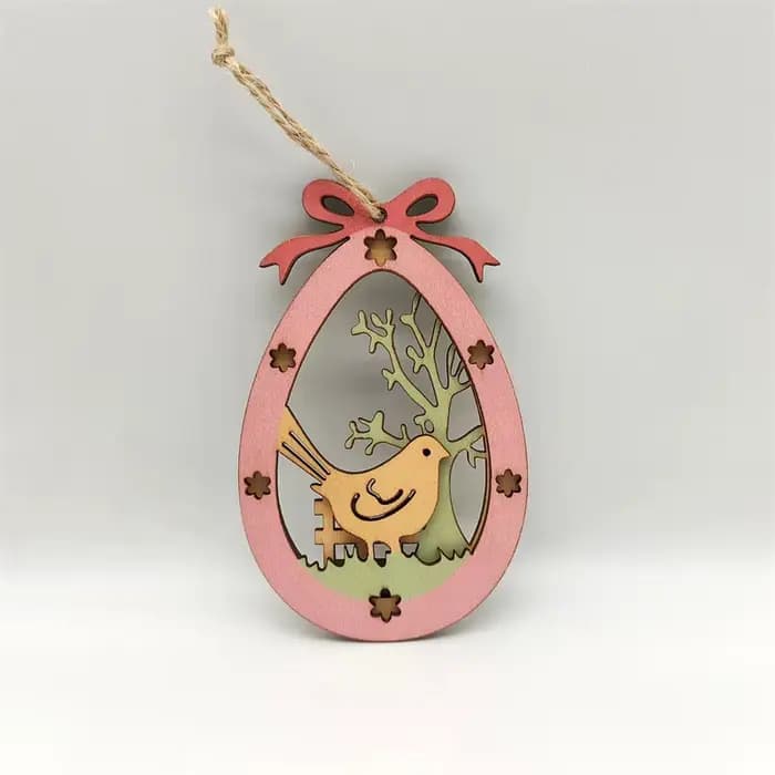 Oeufs de pâques en bois suspendus, ornement mignon lapin carotte pendentifs avec corde 2025, décorat
