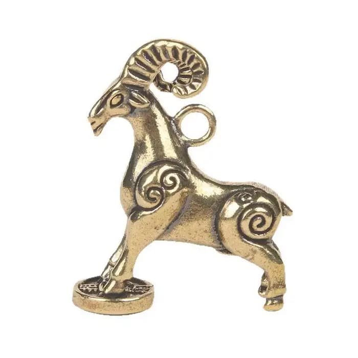 Statue de Chèvre du Zodiaque Chinois Feng Shui en Laiton Massif, Figurine de Mouton Porte-Bonheur po