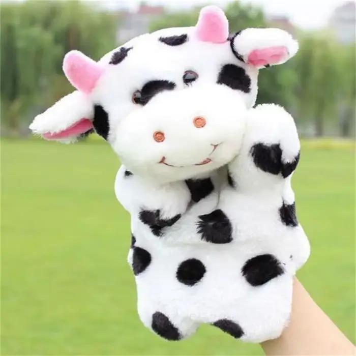 Marionnette à main en forme d'animal, jouet en peluche, beurre à la main, poupées racontant des hist
