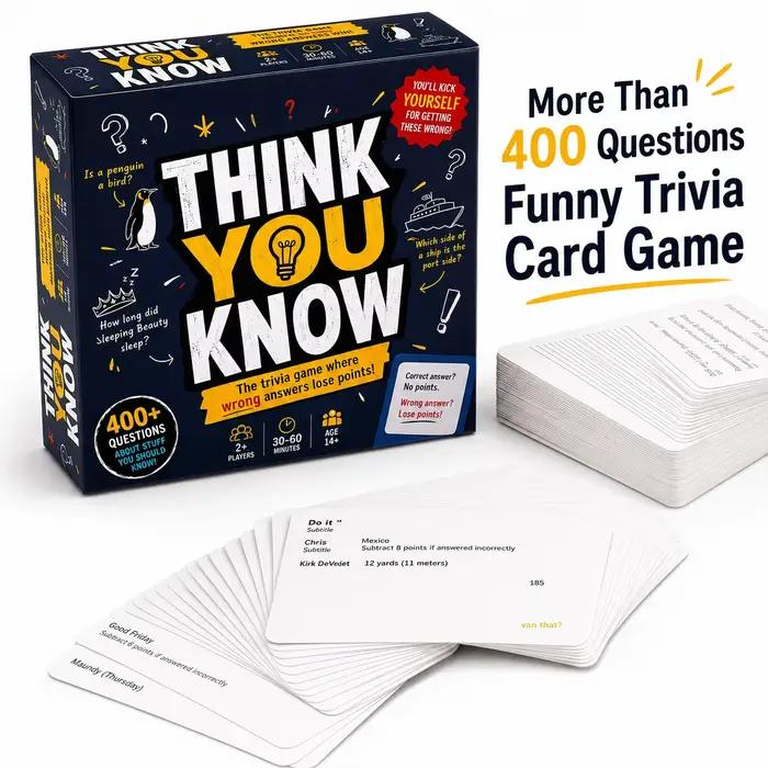 Jeu de cartes de questions amusantes, défi de connaissances quotidiennes, jeu de réflexion pour les 
