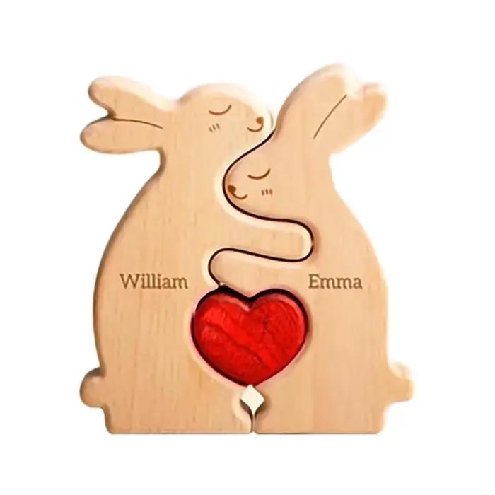 Puzzle lapin personnalisé en bois, nom de personnalisation gratuit, Festival d'anniversaire de famil