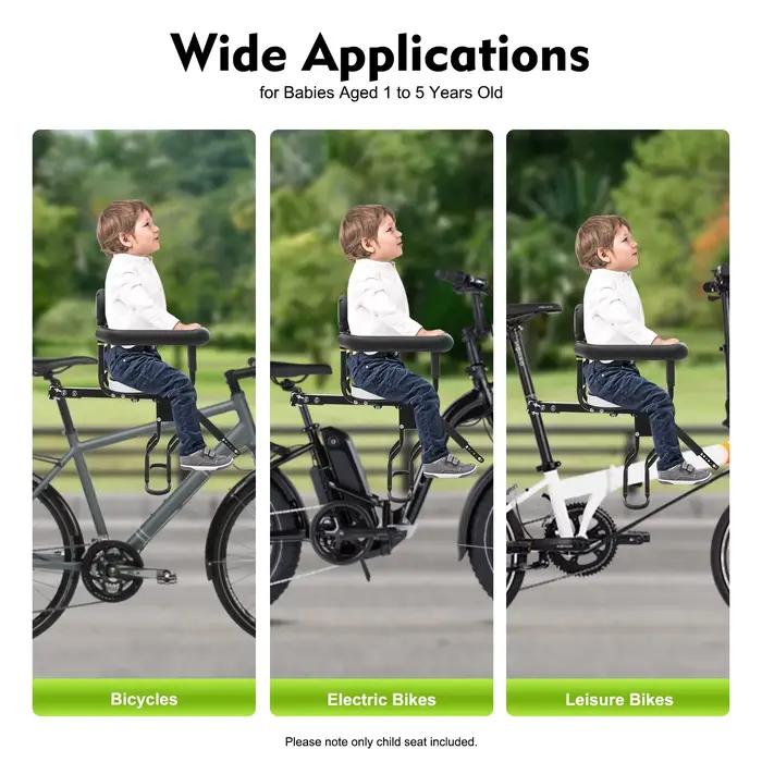Siège de vélo avant pour enfant, avec main courante et support pour pédales, pour les enfants de 1 à