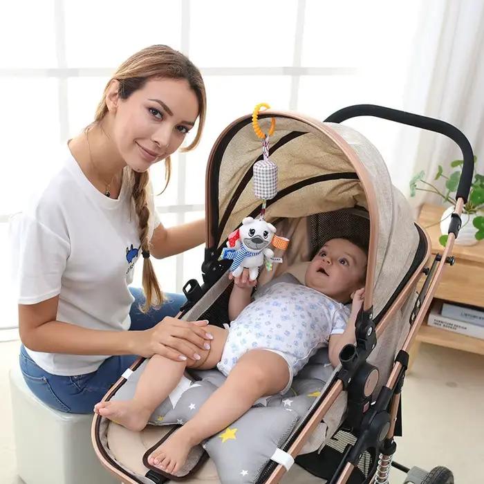 Hochets suspendus sensoriels pour nouveau-né, jouets doux d'apprentissage précoce, poussette en pelu