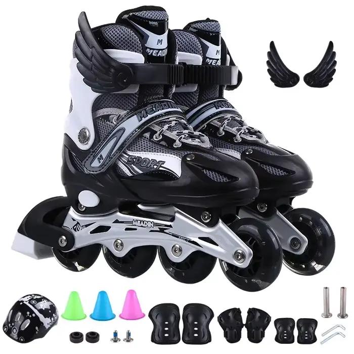 Patins à roulettes réglables pour enfants, garçons et filles, avec roues à lumière unique, patins en