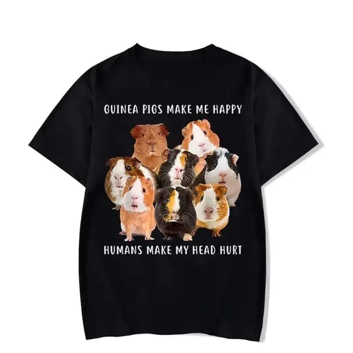Cochons d'Inde me rendent heureux T-shirt graphique drôle patte mode Harajuku T-shirt Hip Hop femmes