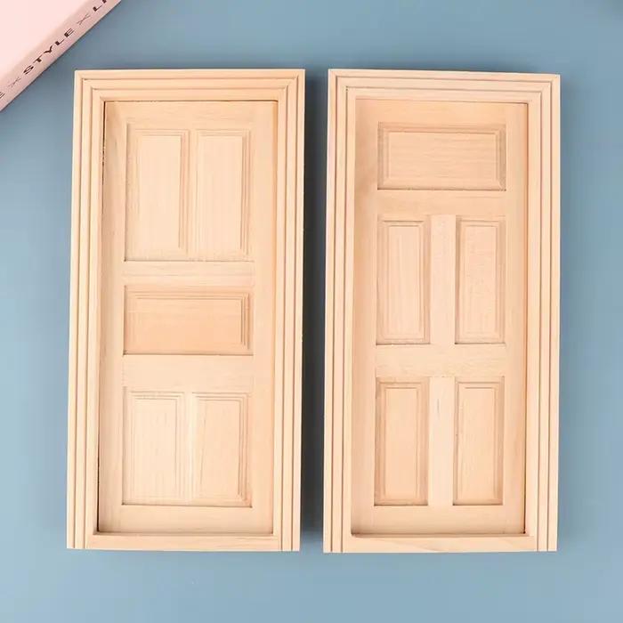Maison de poupée Miniature avec 6 panneaux, cadre de porte en bois, à échelle 1/12, DIY, matériel d'