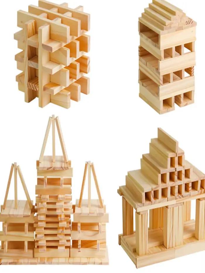 100 copeaux en bois, utilisés pour la construction de blocs de construction et l'assemblage créatif 