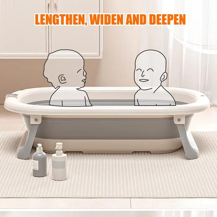 Baignoire Bébé Pliable  - Avec Coussin De Bain Et Thermomètre Intégré - Idéal Pour Cadeau De Naissan
