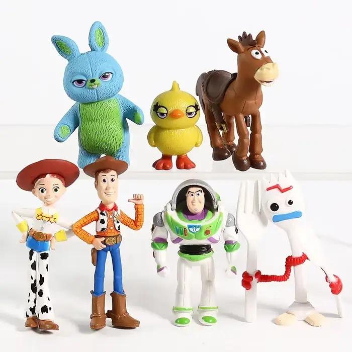 Disney – figurines en PVC Toy Story 4 Woody Jessie Buzz Lightyear Bullseye Forky Ducky Bunny, 7 pièc