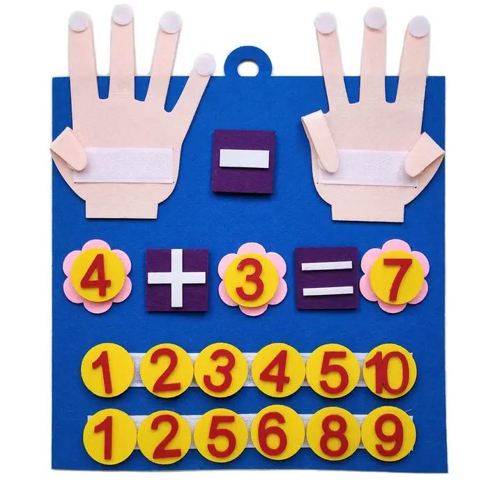 Jouets Montessori pour tout-petits, chiffres de doigts en feutre, jouet mathématique, comptage, éduc