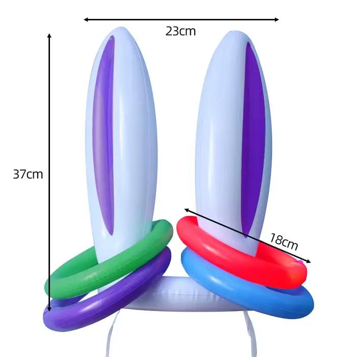 Jeu de lancer d'anneaux gonflables Lapin de Pâques pour enfants, jouets de fête à thème lapin et œuf
