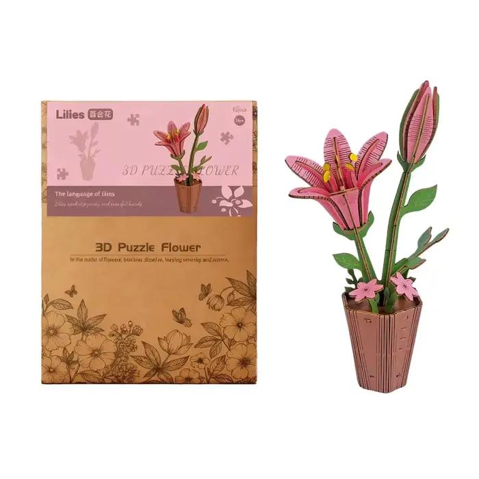 Puzzles 3D en bois pour adultes, bricolage de fleurs en bois, Kits d'artisanat pour adultes, décorat