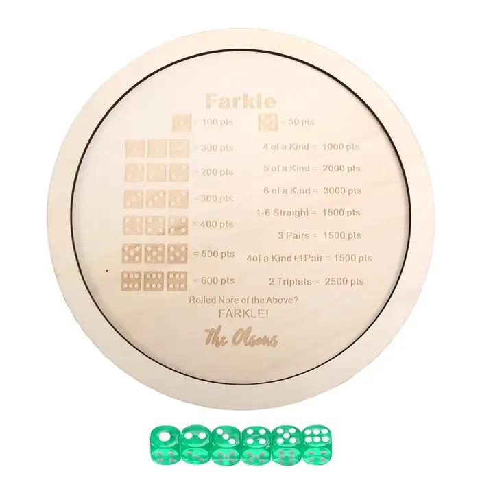 B78B-Farkle plateau à dés Farkle jeu de dés classique avec plateau le jeu familial classique 30Cm