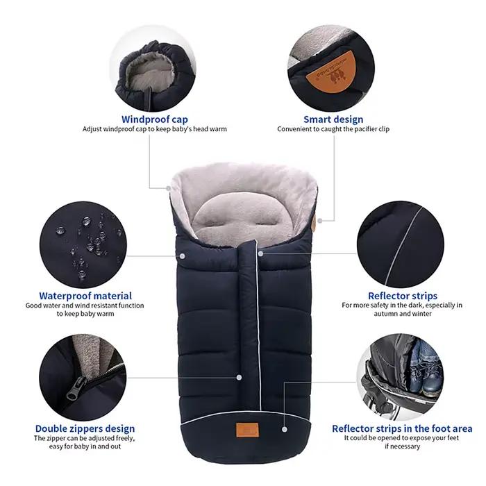 Enveloppe de nouveau-né pour poussette d'hiver, sacs de couchage pour bébé, repose-pieds pour enfant