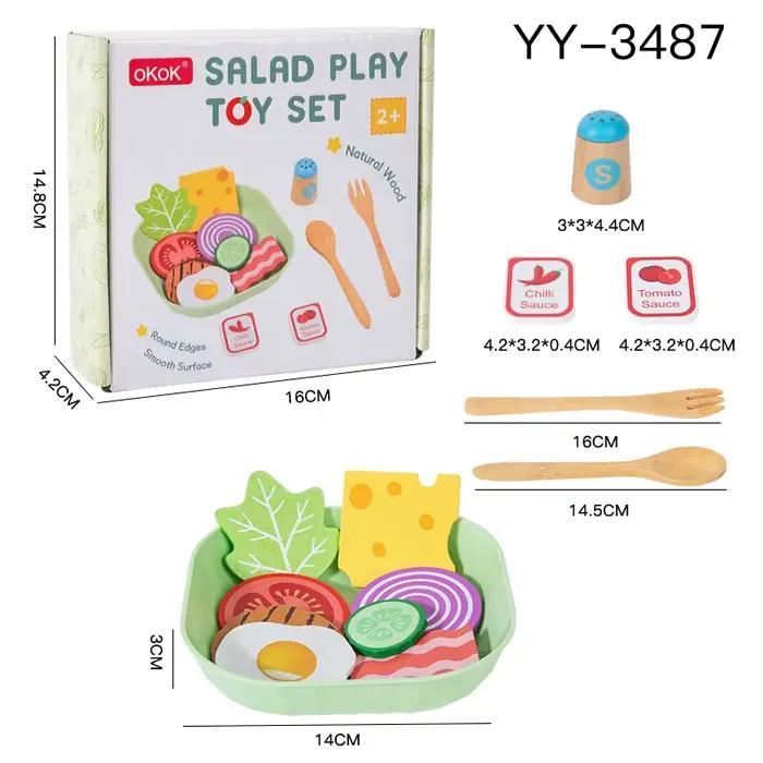 Ensemble de jouets de simulation en bois pour salade, accessoires alimentaires de simulation, jeu de