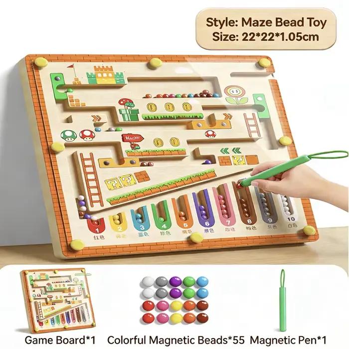 Jouet labyrinthe magnétique STEM: jeu de correspondance et de comptage des couleurs, formation à la 