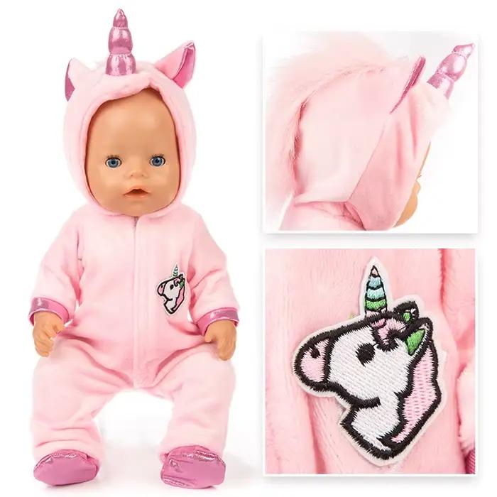 Pyjama joint pour poupées, costume et chaussures pour bébé de 18 pouces, 43cm, barboteuse mignonne, 