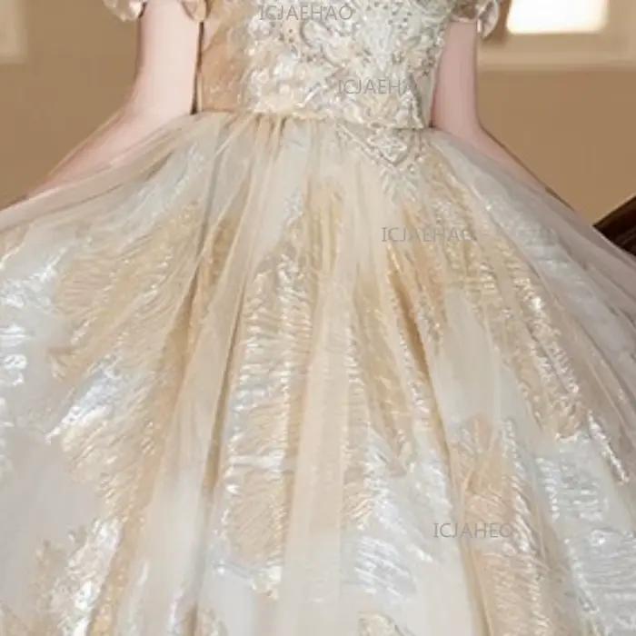 Robe de Princesse Vintage pour Filles 2026, Robe de Soirée Fleurie pour Mariage, Anniversaire, Spect